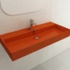 BOCCHI Milano 40" Rectangle Wallmount Fireclay Bathroom Sink, Orange, Single Faucet Hole, 1378-012-0126