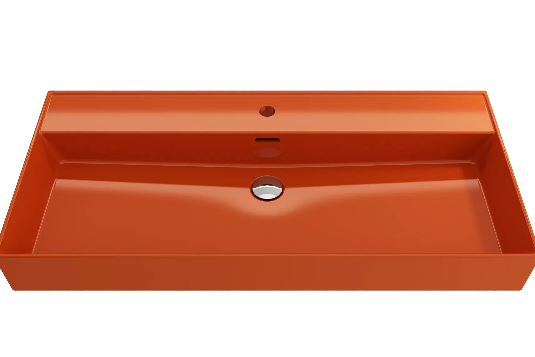 BOCCHI Milano 40" Rectangle Wallmount Fireclay Bathroom Sink, Orange, Single Faucet Hole, 1378-012-0126