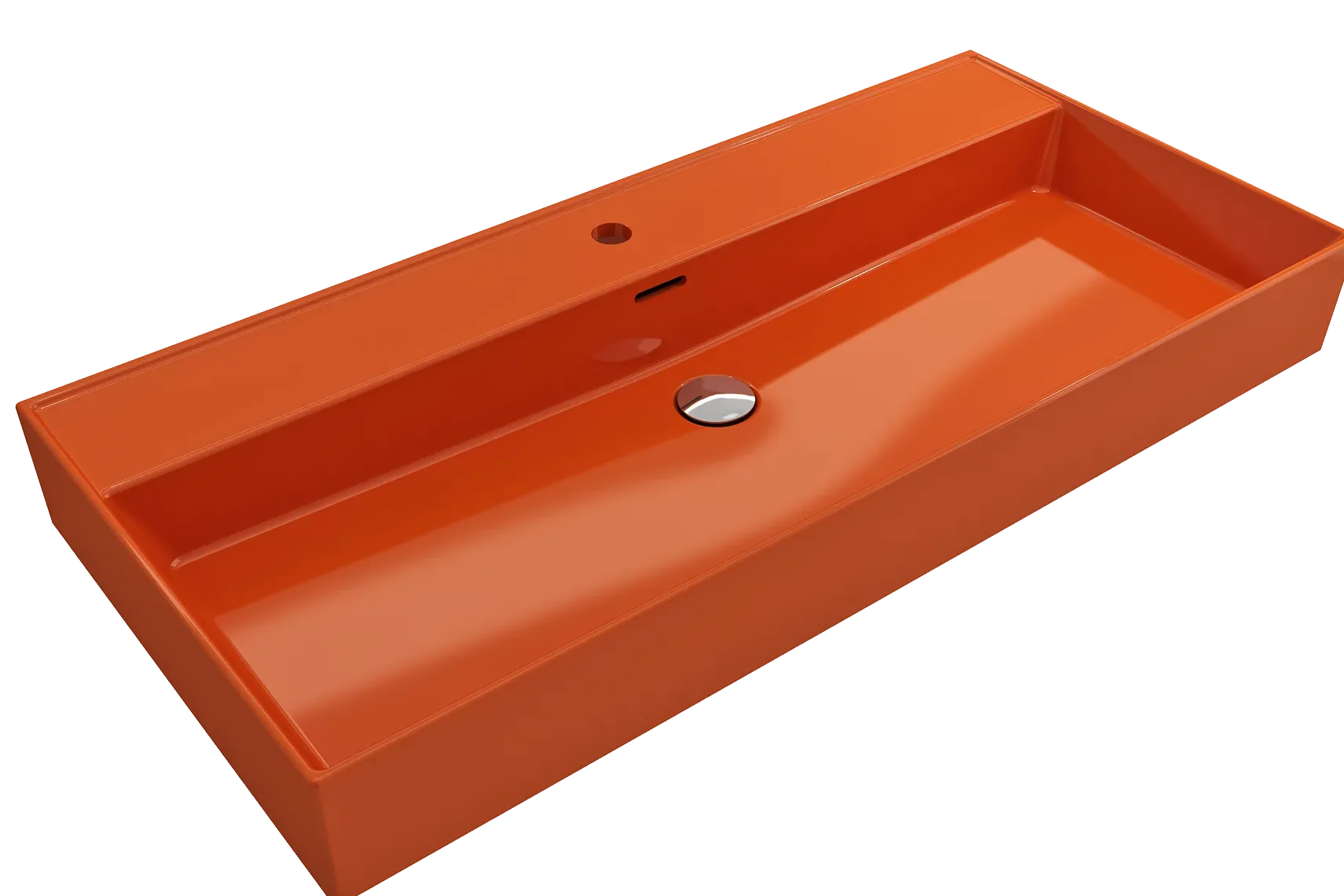BOCCHI Milano 40" Rectangle Wallmount Fireclay Bathroom Sink, Orange, Single Faucet Hole, 1378-012-0126