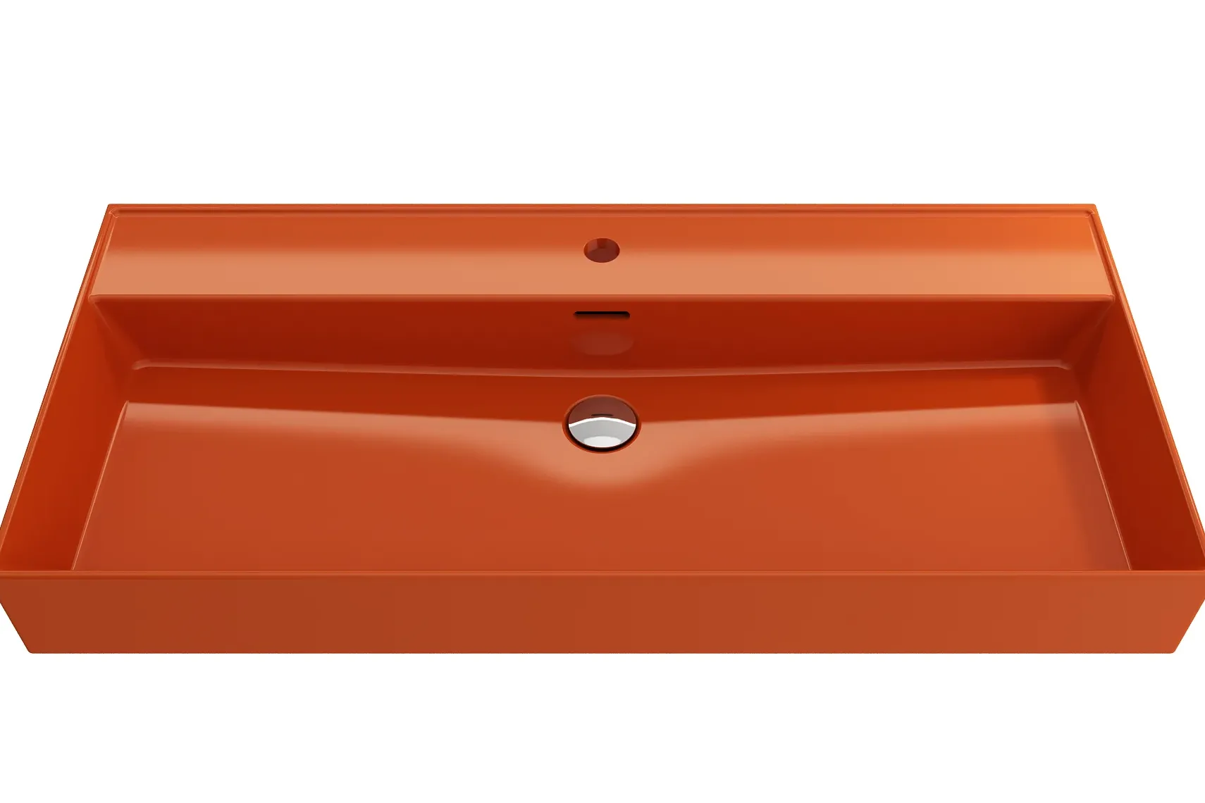 BOCCHI Milano 40" Rectangle Wallmount Fireclay Bathroom Sink, Orange, Single Faucet Hole, 1378-012-0126