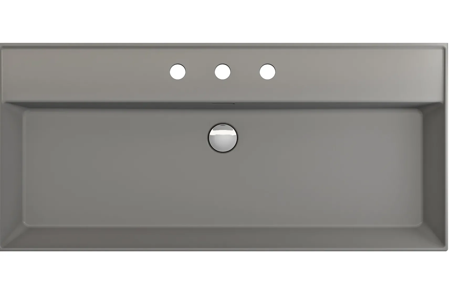 BOCCHI Milano 40" Rectangle Wallmount Fireclay Bathroom Sink, Matte Gray, 3 Faucet Hole, 1378-006-0127