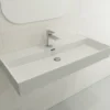 BOCCHI Milano 40" Rectangle Wallmount Fireclay Bathroom Sink, Matte White, Single Faucet Hole, 1378-002-0126