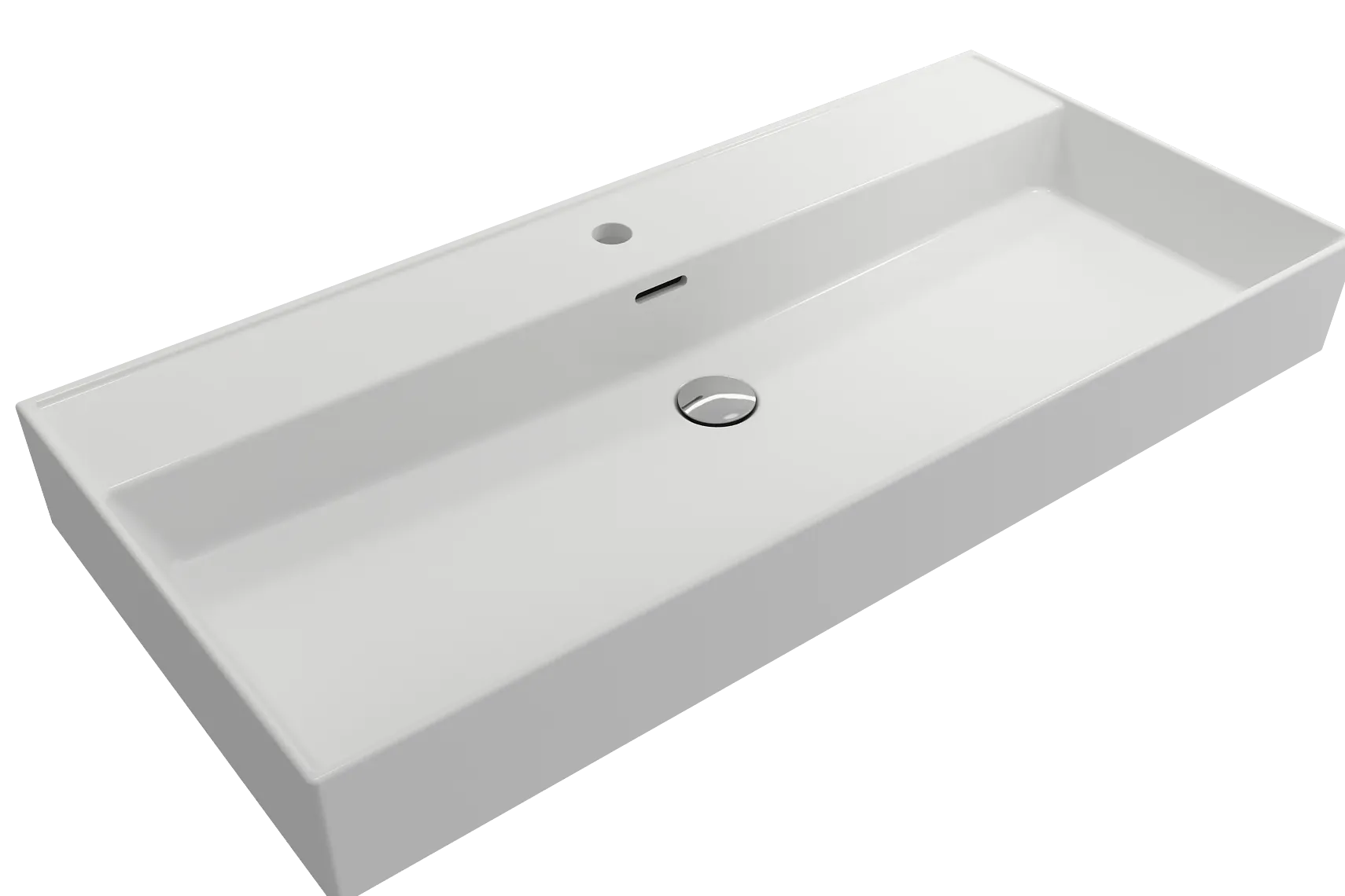 BOCCHI Milano 40" Rectangle Wallmount Fireclay Bathroom Sink, Matte White, Single Faucet Hole, 1378-002-0126