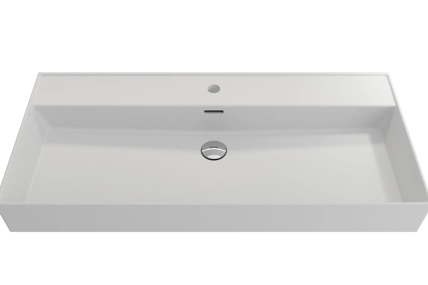 BOCCHI Milano 40" Rectangle Wallmount Fireclay Bathroom Sink, Matte White, Single Faucet Hole, 1378-002-0126