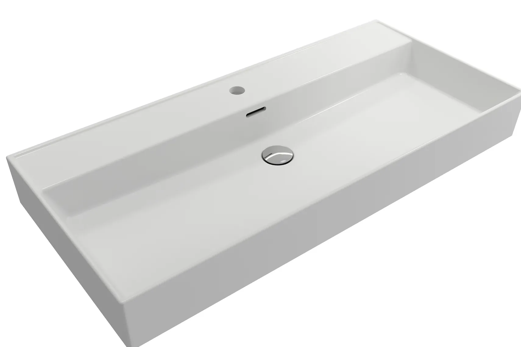BOCCHI Milano 40" Rectangle Wallmount Fireclay Bathroom Sink, Matte White, Single Faucet Hole, 1378-002-0126