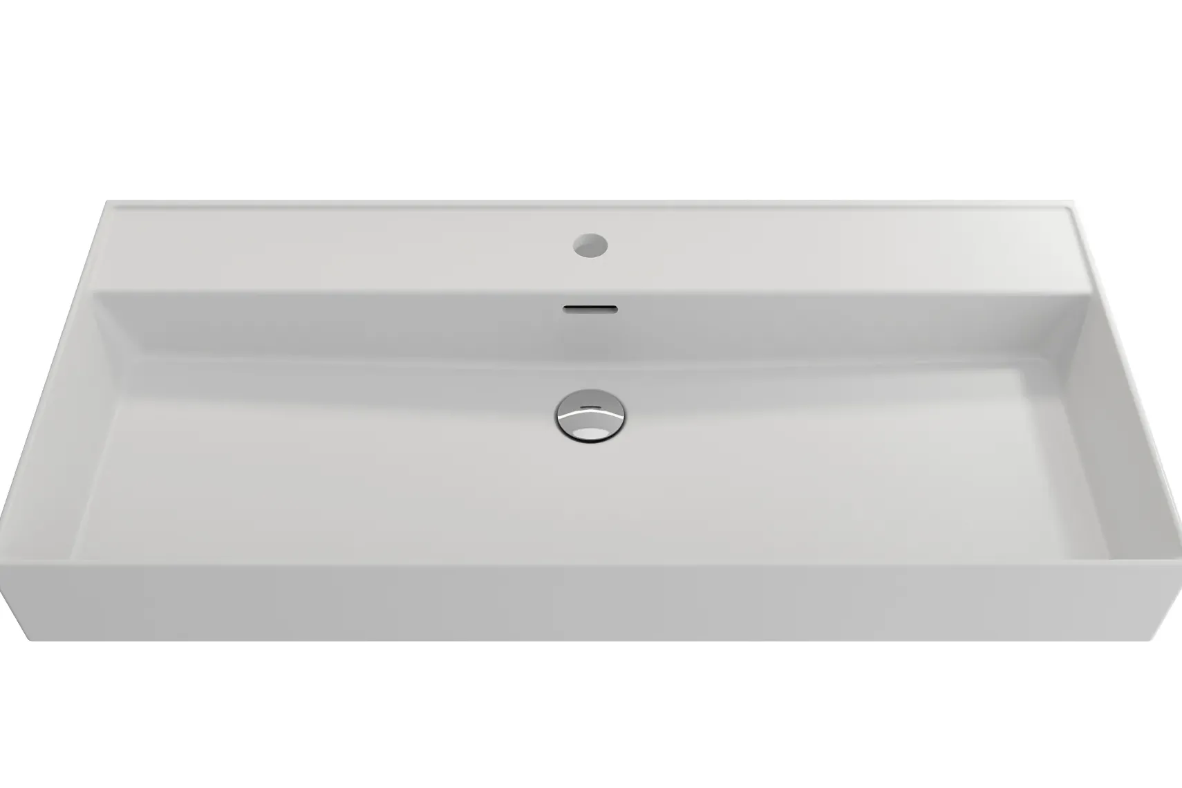 BOCCHI Milano 40" Rectangle Wallmount Fireclay Bathroom Sink, Matte White, Single Faucet Hole, 1378-002-0126