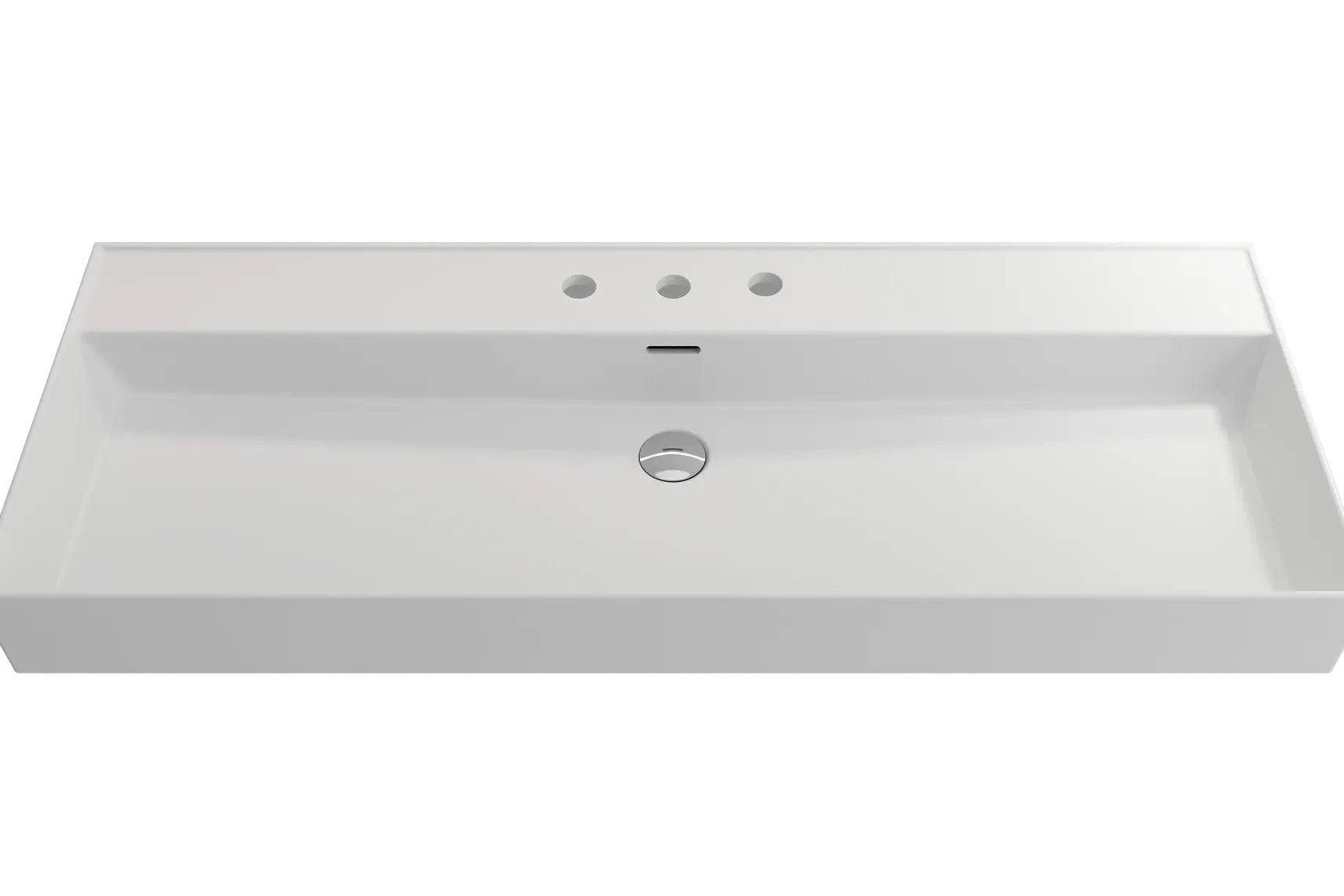 BOCCHI Milano 48" Rectangle Wallmount Fireclay Bathroom Sink, Matte White, 3 Faucet Hole, 1394-002-0127