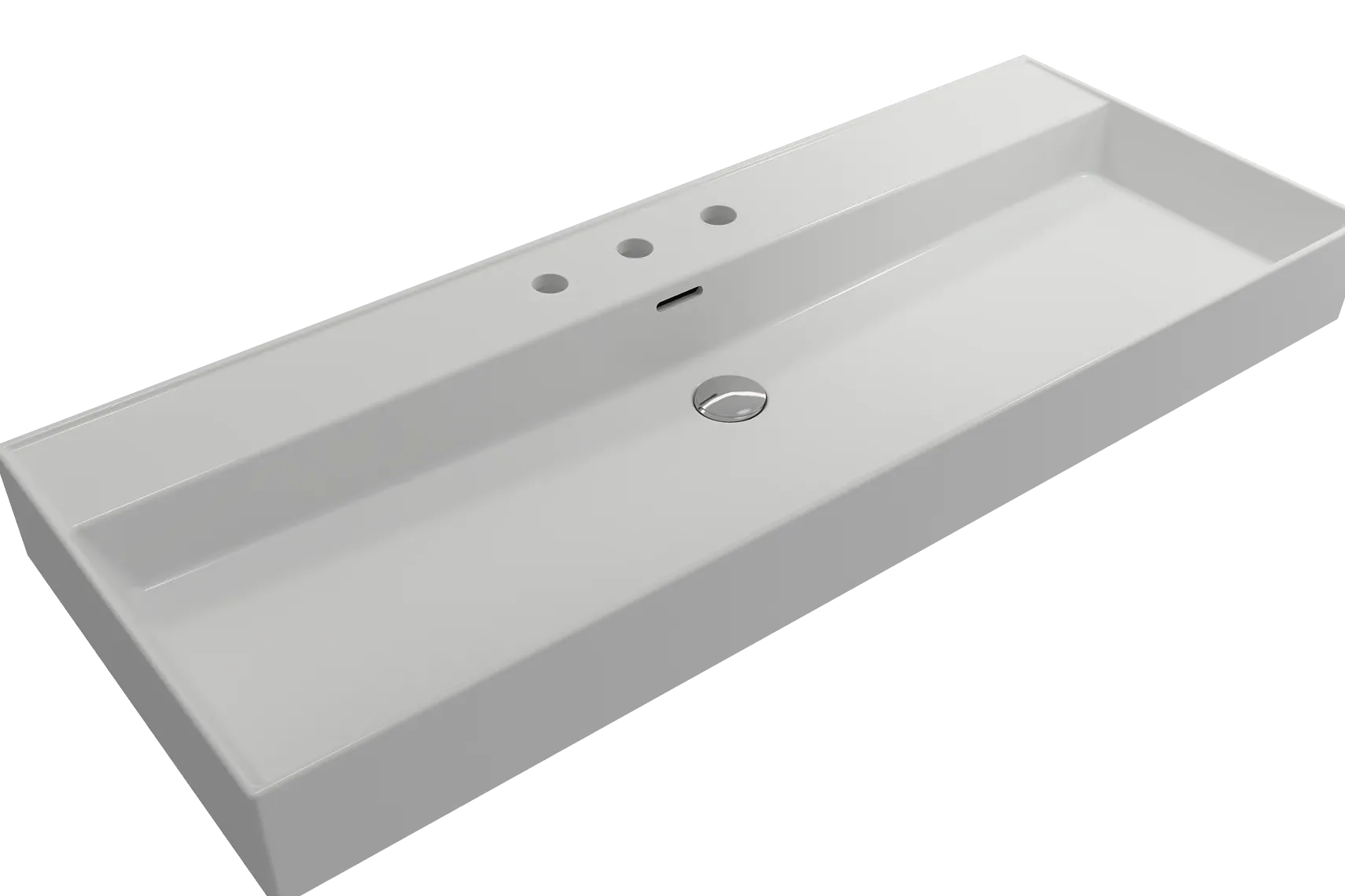 BOCCHI Milano 48" Rectangle Wallmount Fireclay Bathroom Sink, Matte White, 3 Faucet Hole, 1394-002-0127