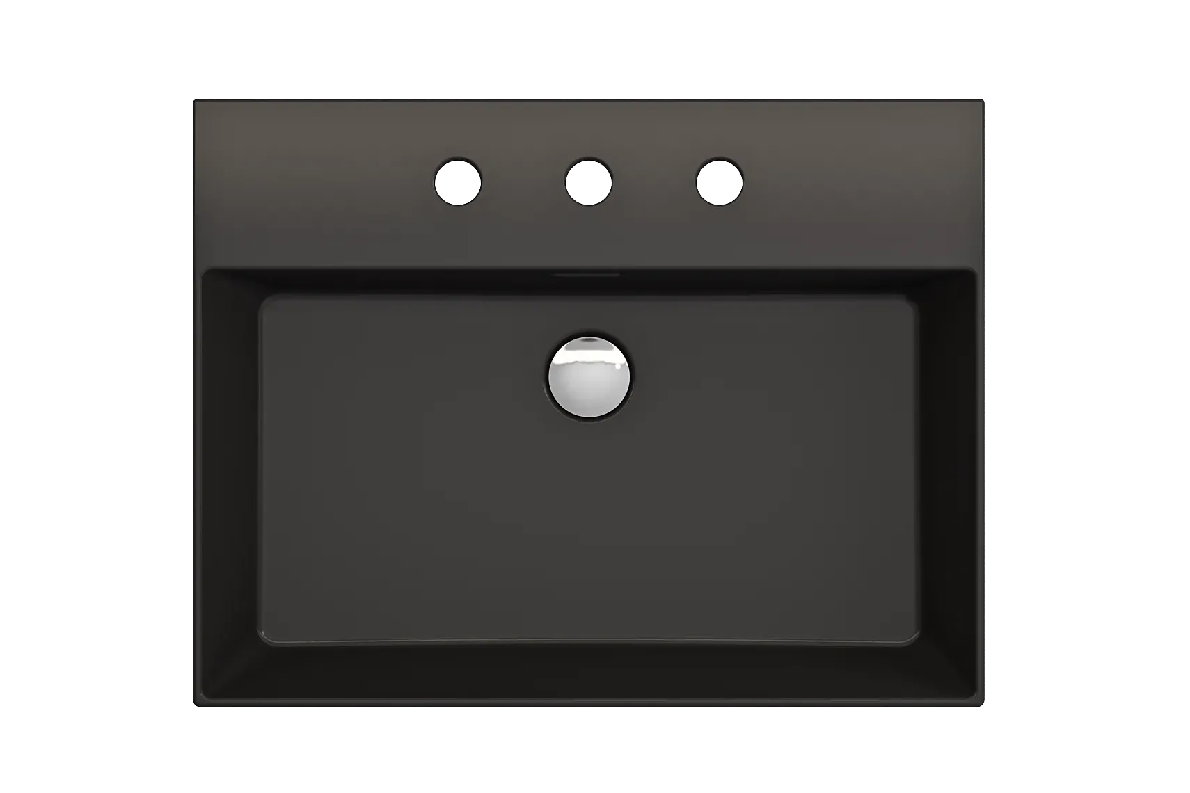 BOCCHI Milano 24" Rectangle Wallmount Fireclay Bathroom Sink, Matte Black, 3 Faucet Hole, 1376-004-0127