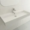 BOCCHI Milano 40" Rectangle Wallmount Fireclay Bathroom Sink, White, Single Faucet Hole, 1378-001-0126