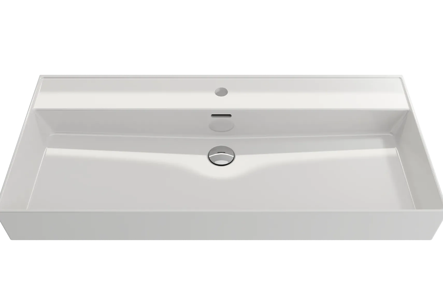 BOCCHI Milano 40" Rectangle Wallmount Fireclay Bathroom Sink, White, Single Faucet Hole, 1378-001-0126
