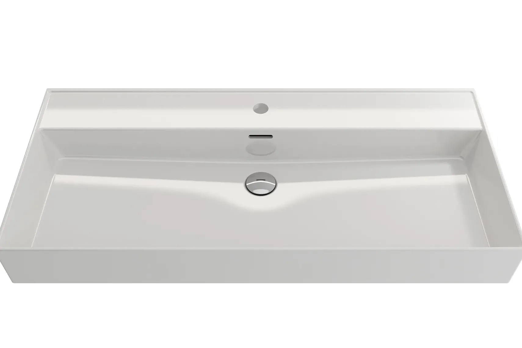 BOCCHI Milano 40" Rectangle Wallmount Fireclay Bathroom Sink, White, Single Faucet Hole, 1378-001-0126
