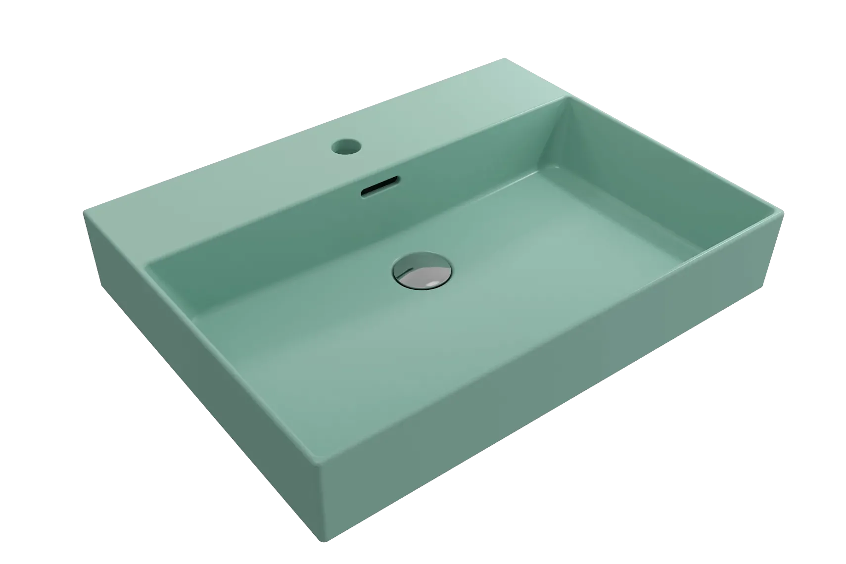 BOCCHI Milano 24" Rectangle Wallmount Fireclay Bathroom Sink, Matte Mint Green, Single Faucet Hole, 1376-033-0126