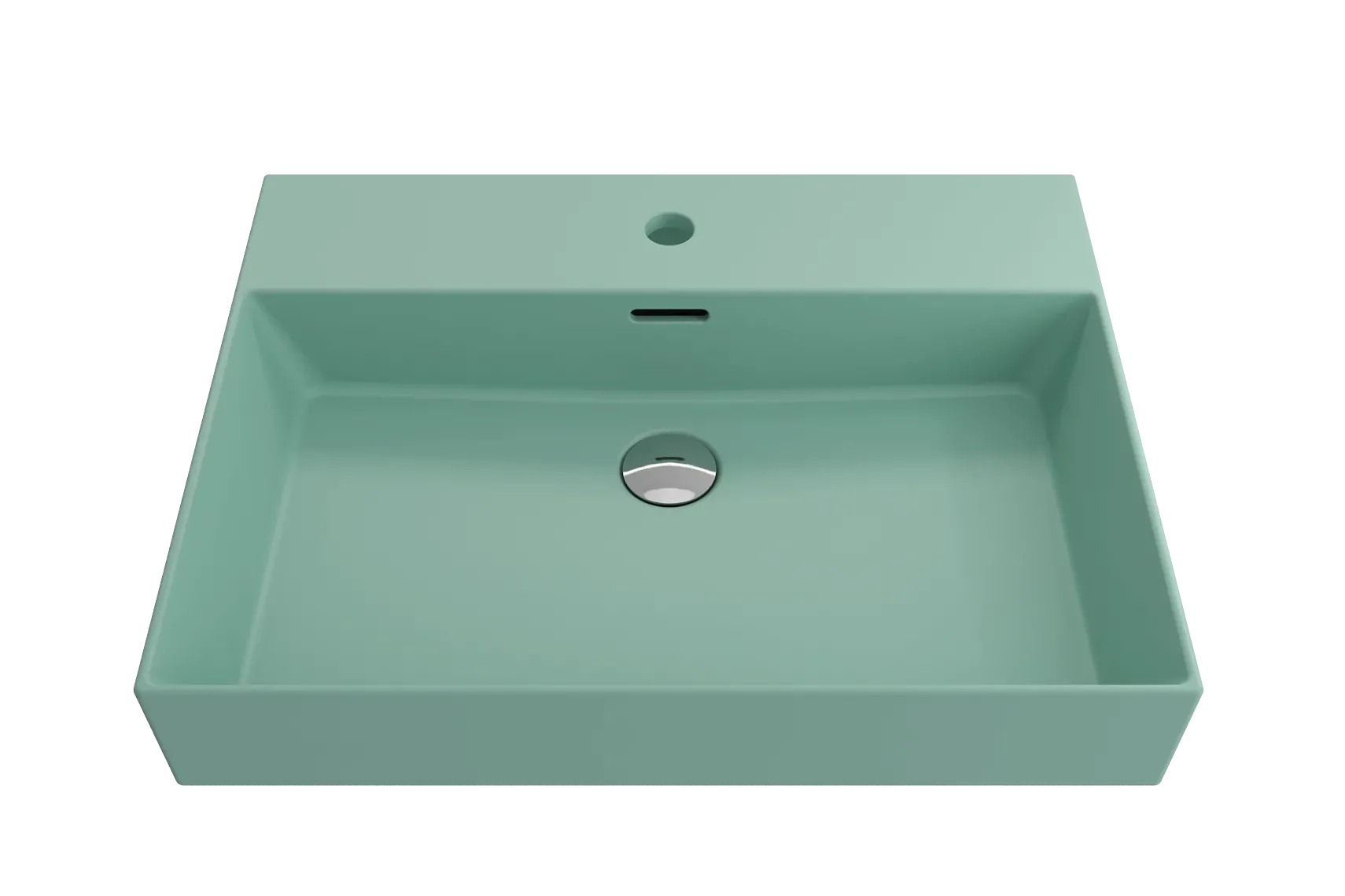 BOCCHI Milano 24" Rectangle Wallmount Fireclay Bathroom Sink, Matte Mint Green, Single Faucet Hole, 1376-033-0126