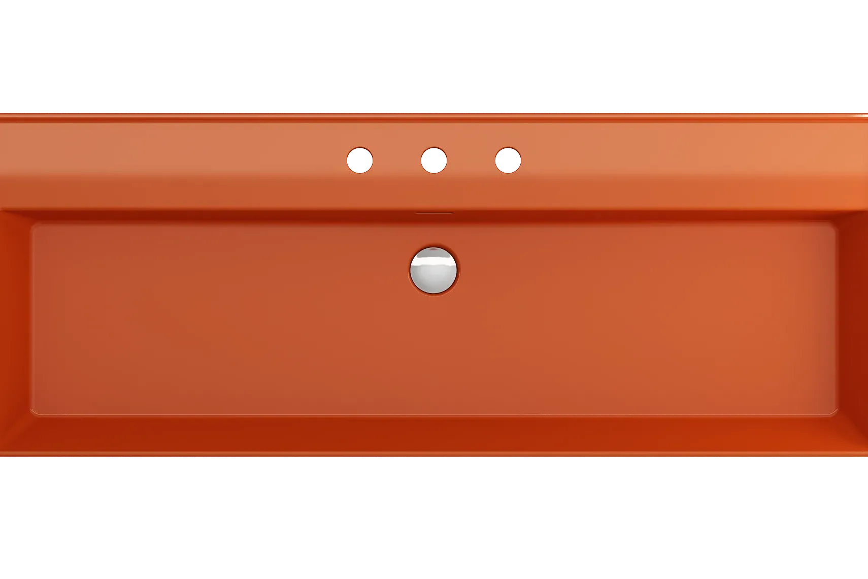 BOCCHI Milano 48" Rectangle Wallmount Fireclay Bathroom Sink, Orange, 3 Faucet Hole, 1394-012-0127