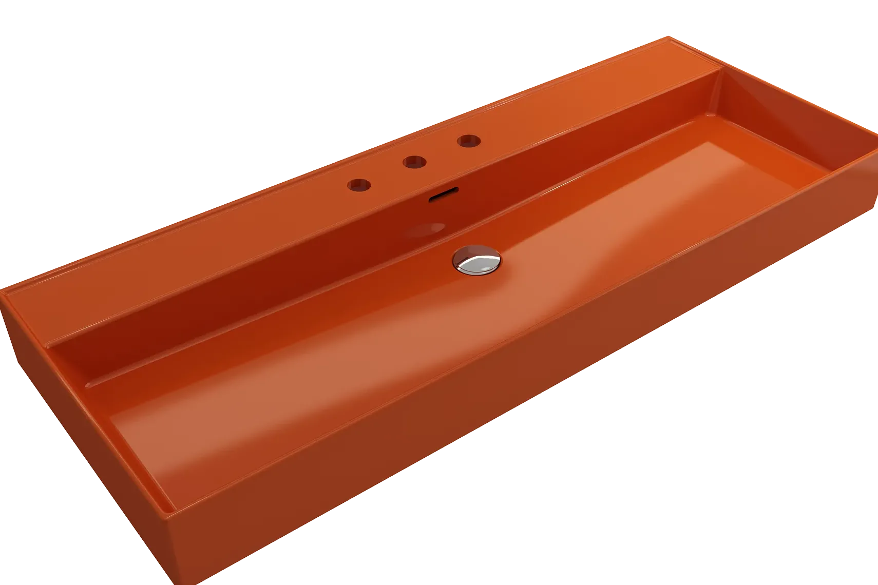 BOCCHI Milano 48" Rectangle Wallmount Fireclay Bathroom Sink, Orange, 3 Faucet Hole, 1394-012-0127