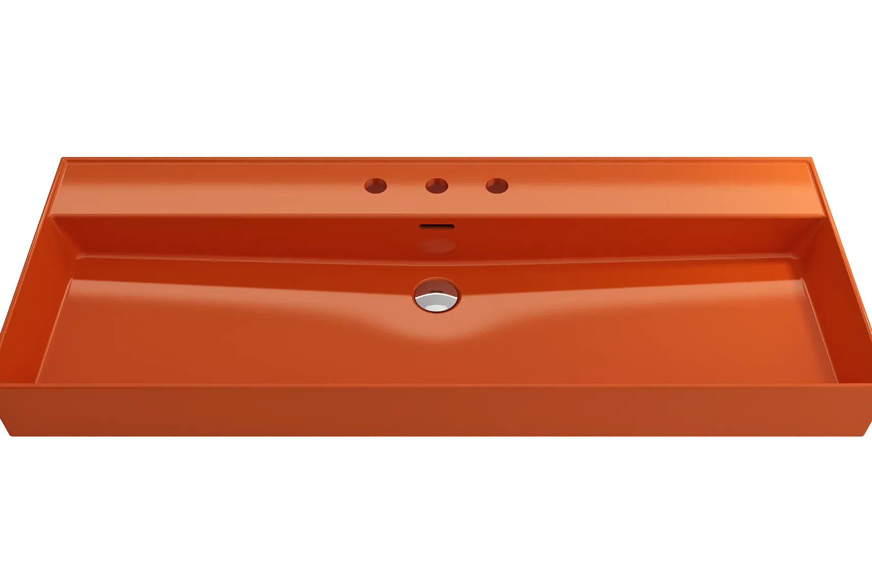 BOCCHI Milano 48" Rectangle Wallmount Fireclay Bathroom Sink, Orange, 3 Faucet Hole, 1394-012-0127