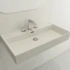 BOCCHI Milano 32" Rectangle Wallmount Fireclay Bathroom Sink, Biscuit, 3 Faucet Hole, 1377-014-0127