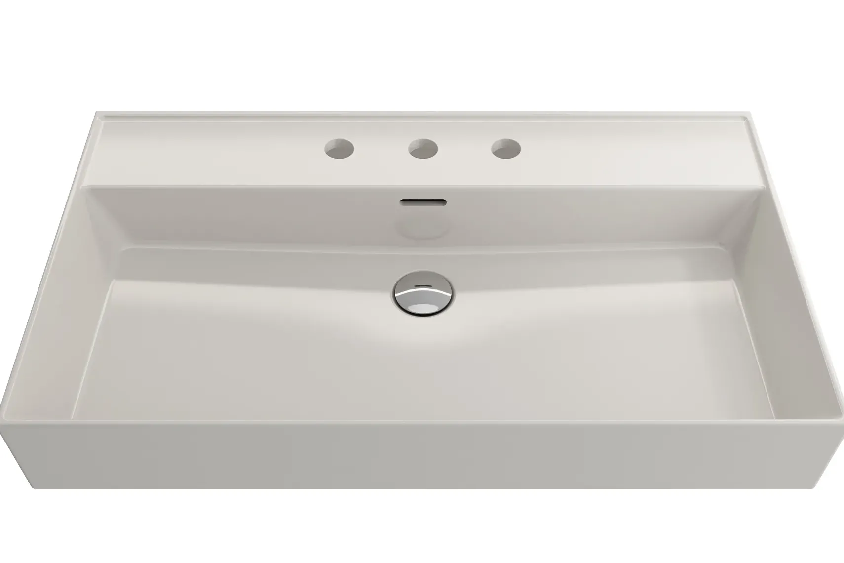 BOCCHI Milano 32" Rectangle Wallmount Fireclay Bathroom Sink, Biscuit, 3 Faucet Hole, 1377-014-0127