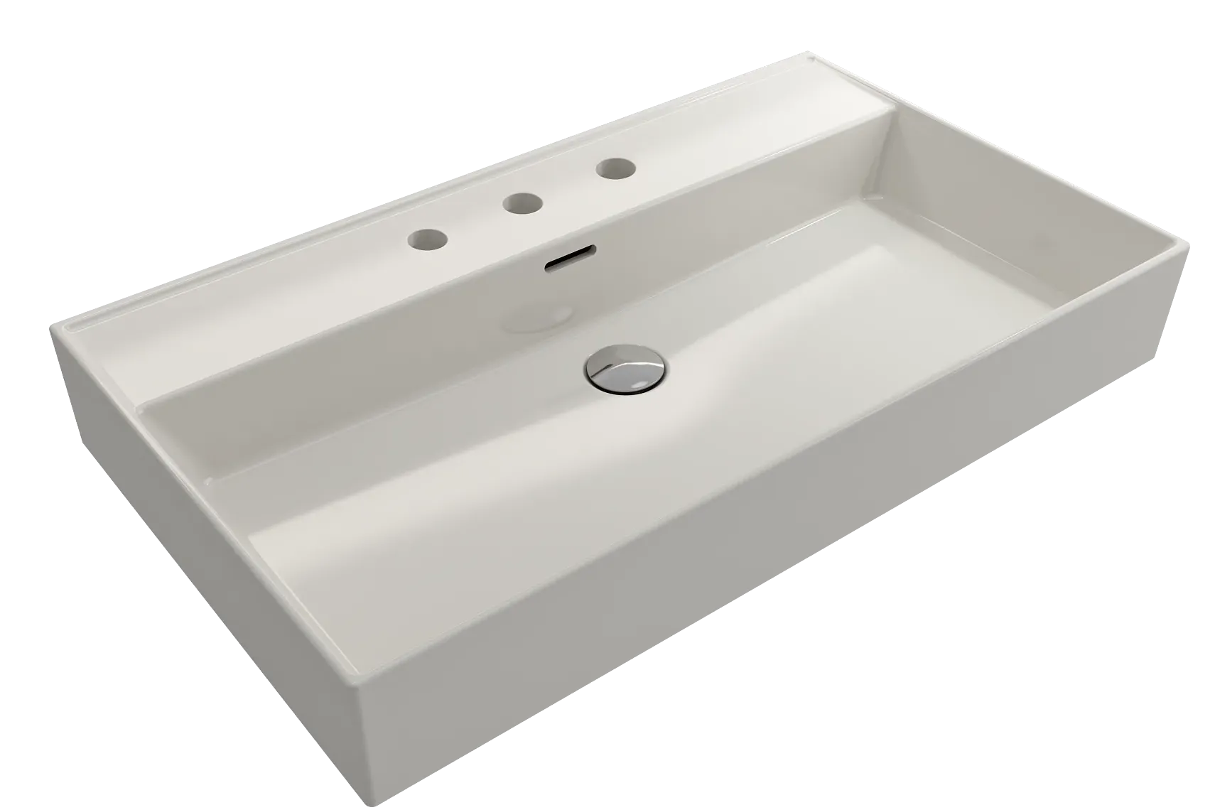 BOCCHI Milano 32" Rectangle Wallmount Fireclay Bathroom Sink, Biscuit, 3 Faucet Hole, 1377-014-0127