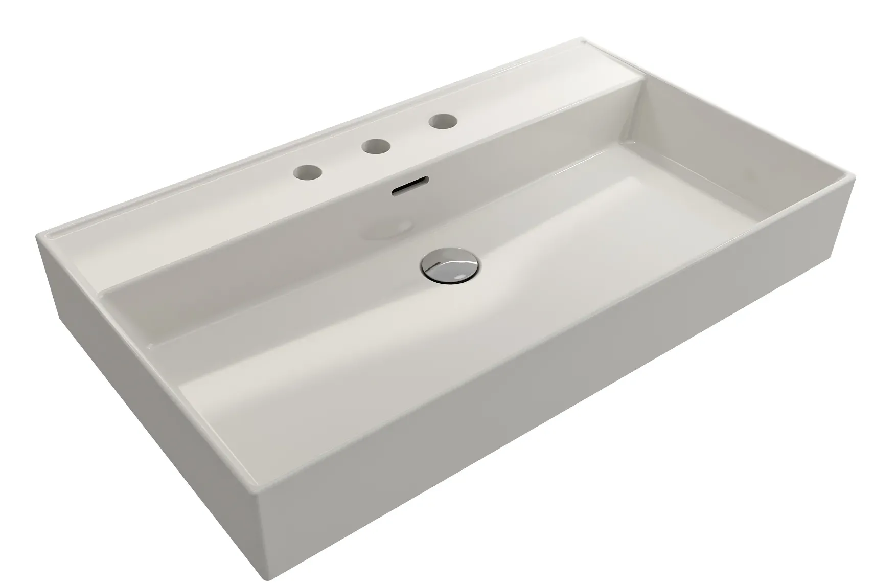 BOCCHI Milano 32" Rectangle Wallmount Fireclay Bathroom Sink, Biscuit, 3 Faucet Hole, 1377-014-0127