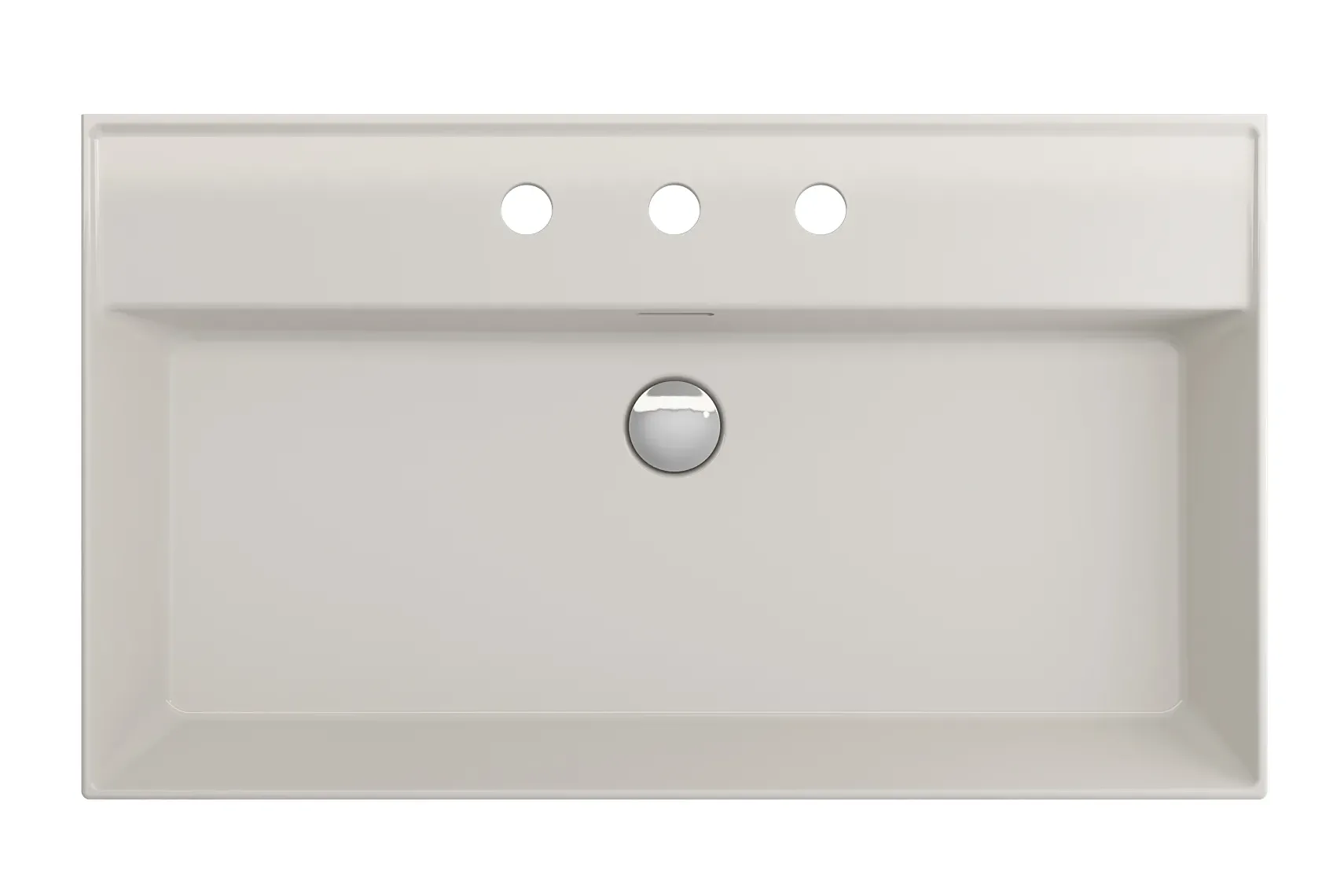 BOCCHI Milano 32" Rectangle Wallmount Fireclay Bathroom Sink, Biscuit, 3 Faucet Hole, 1377-014-0127