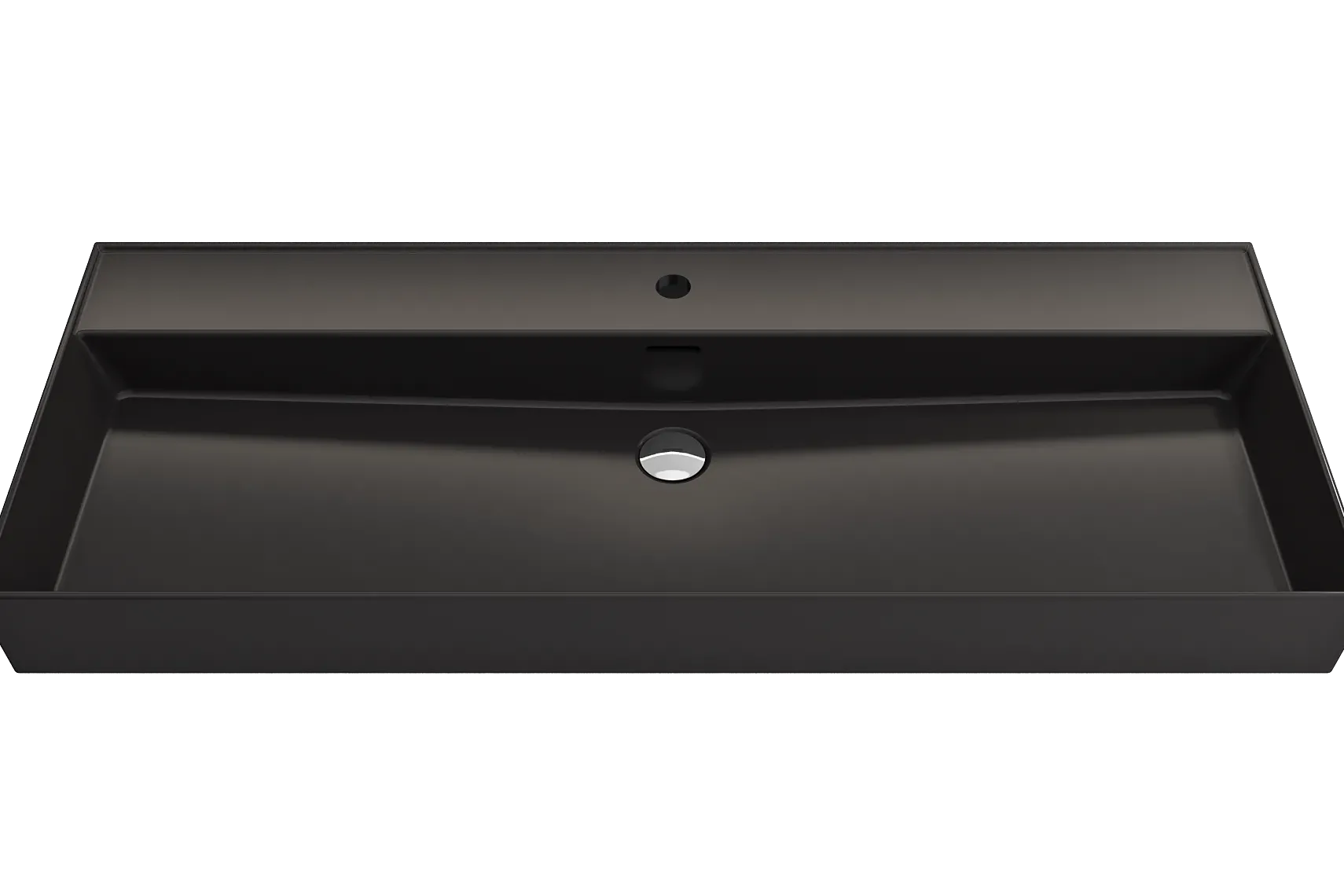 BOCCHI Milano 48" Rectangle Wallmount Fireclay Bathroom Sink, Matte Black, Single Faucet Hole, 1394-004-0126