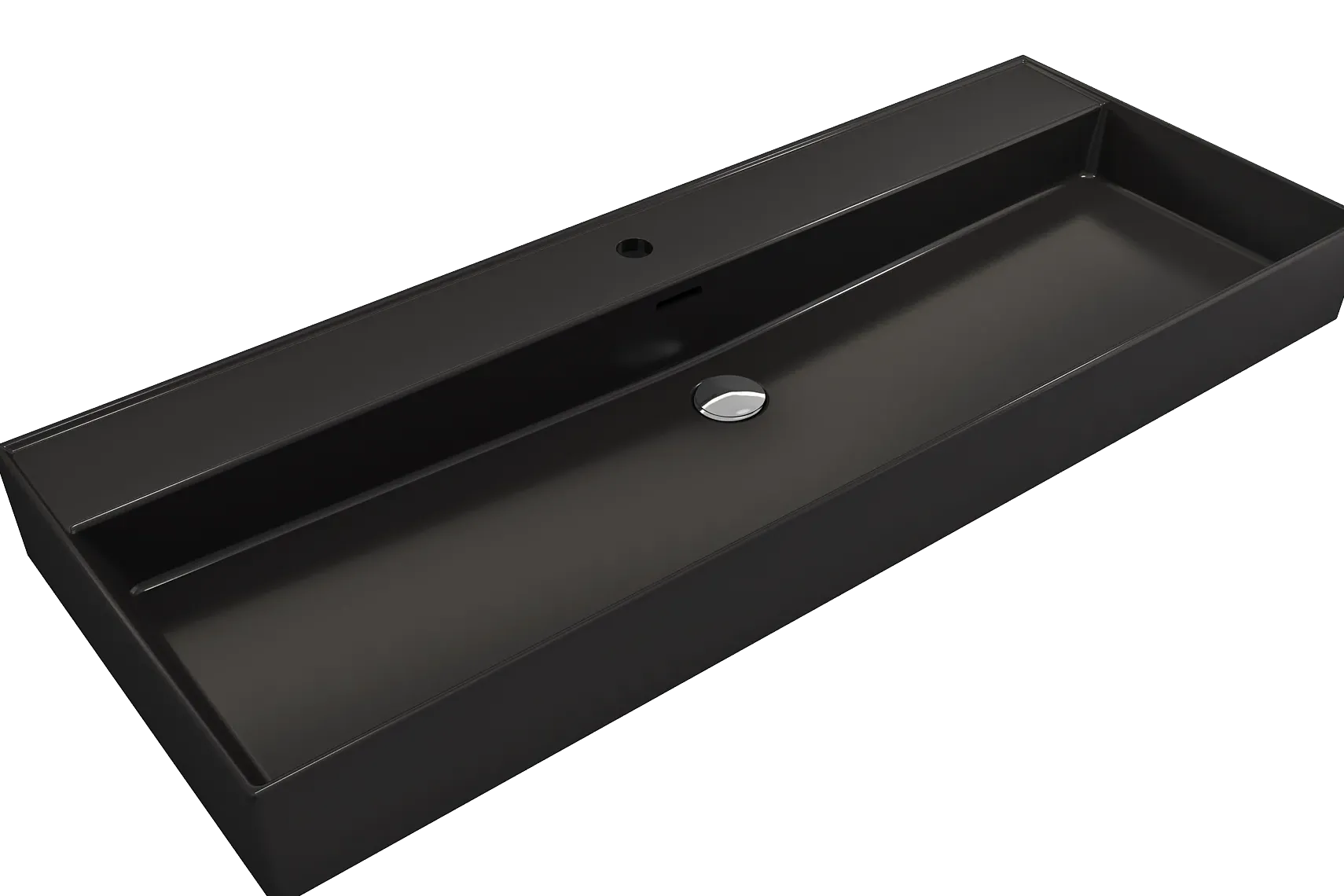 BOCCHI Milano 48" Rectangle Wallmount Fireclay Bathroom Sink, Matte Black, Single Faucet Hole, 1394-004-0126