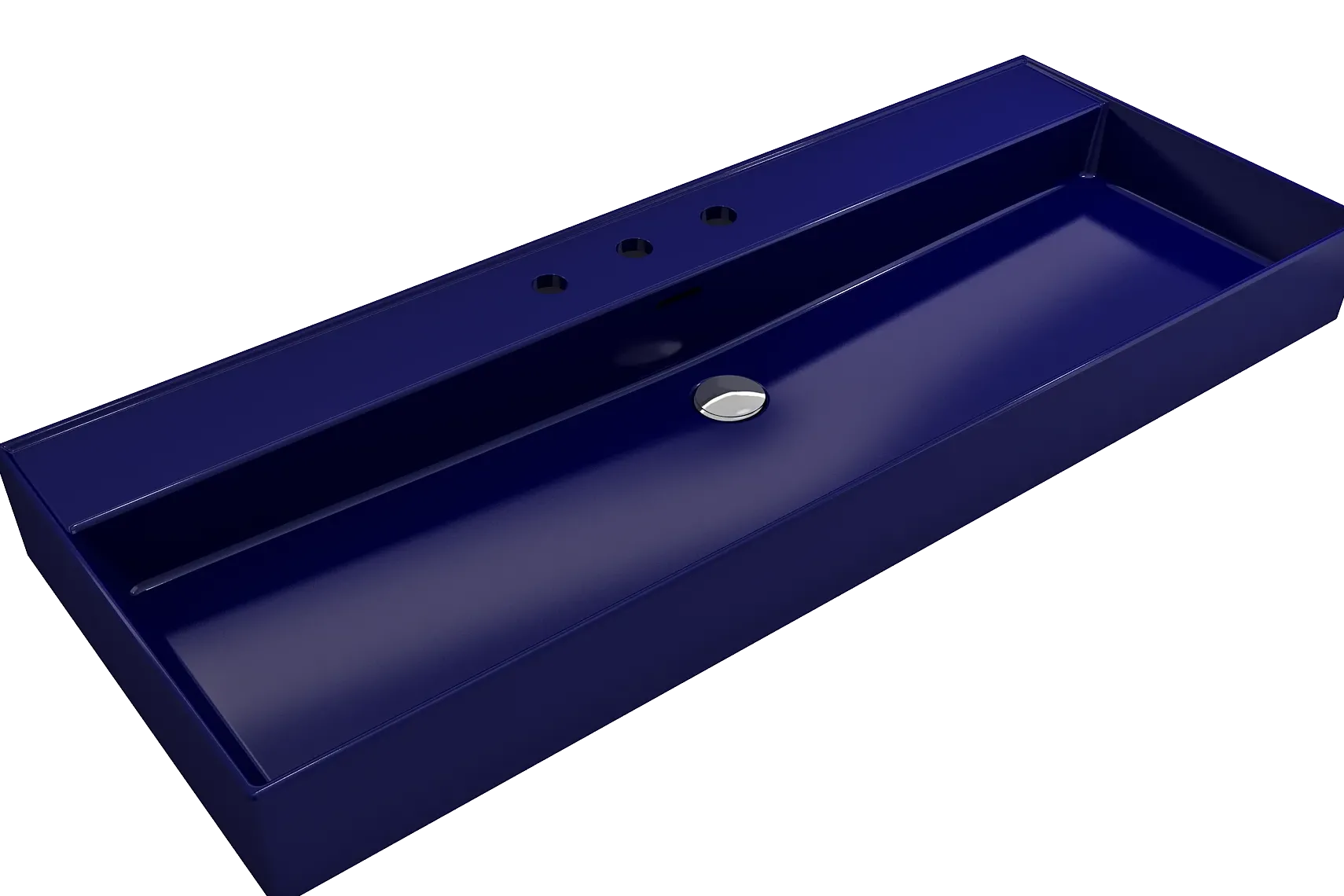 BOCCHI Milano 48" Rectangle Wallmount Fireclay Bathroom Sink, Sapphire Blue, 3 Faucet Hole, 1394-010-0127