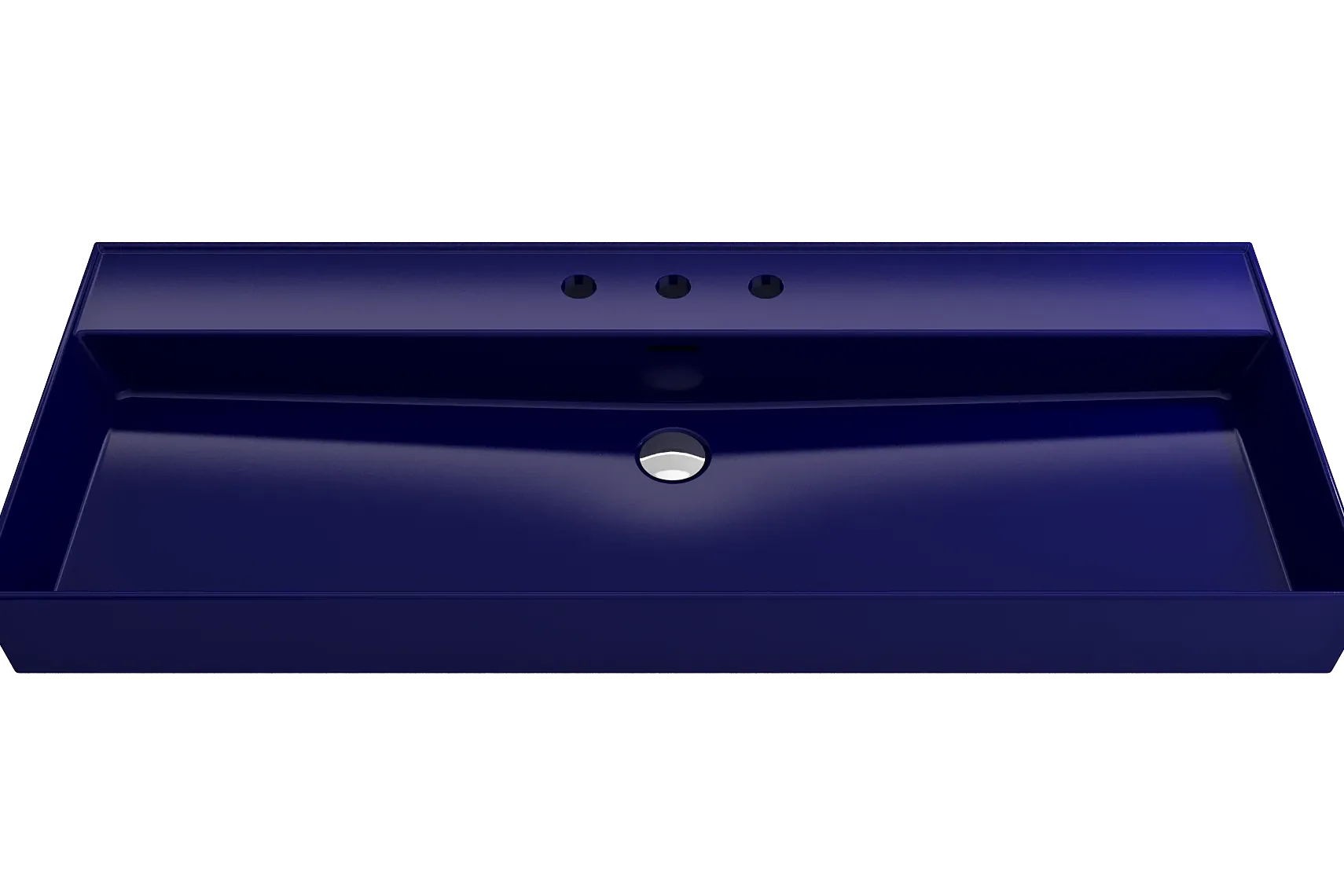 BOCCHI Milano 48" Rectangle Wallmount Fireclay Bathroom Sink, Sapphire Blue, 3 Faucet Hole, 1394-010-0127