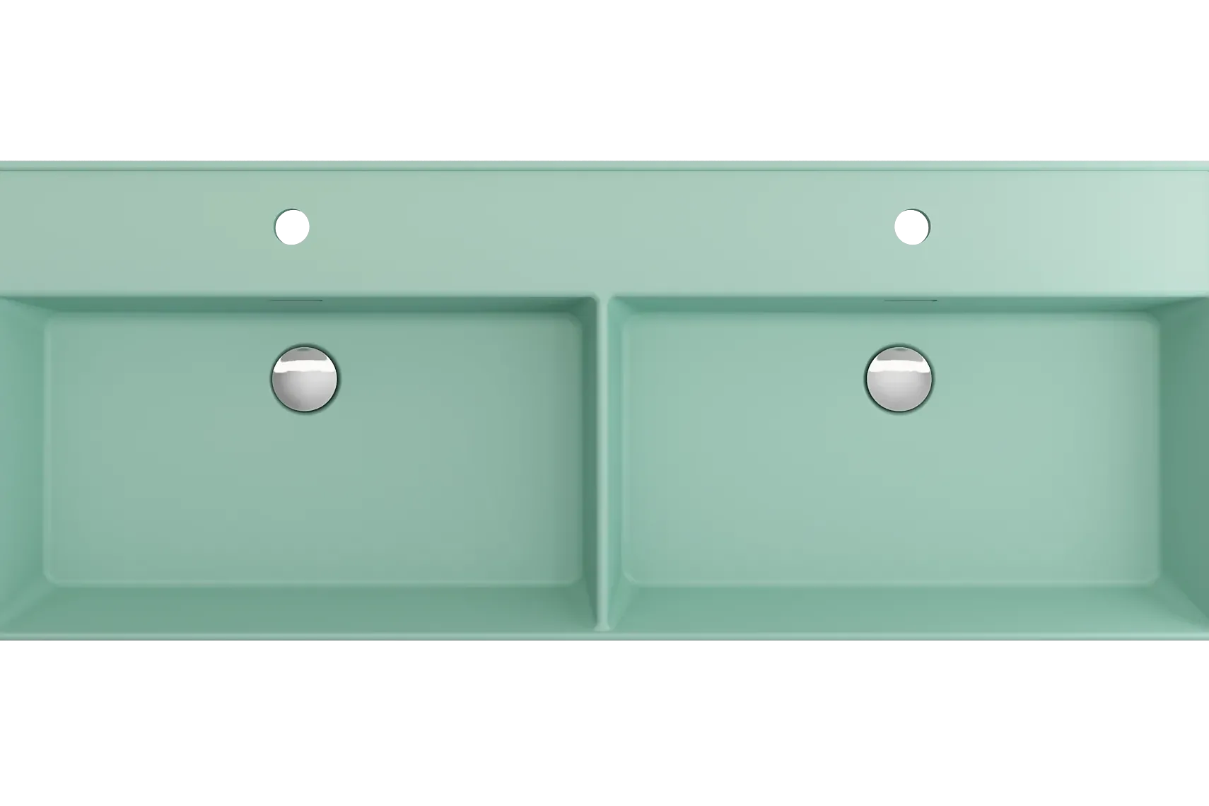 BOCCHI Milano 48" Rectangle Wallmount Fireclay Bathroom Sink, Double Basin, Matte Mint Green, Single Faucet Hole, 1393-033-0132