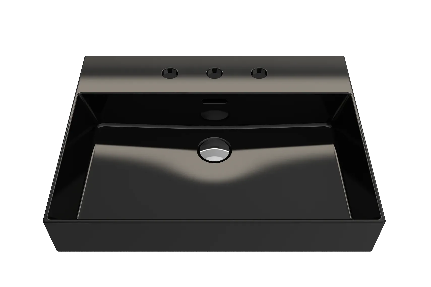 BOCCHI Milano 24" Rectangle Wallmount Fireclay Bathroom Sink, Black, 3 Faucet Hole, 1376-005-0127