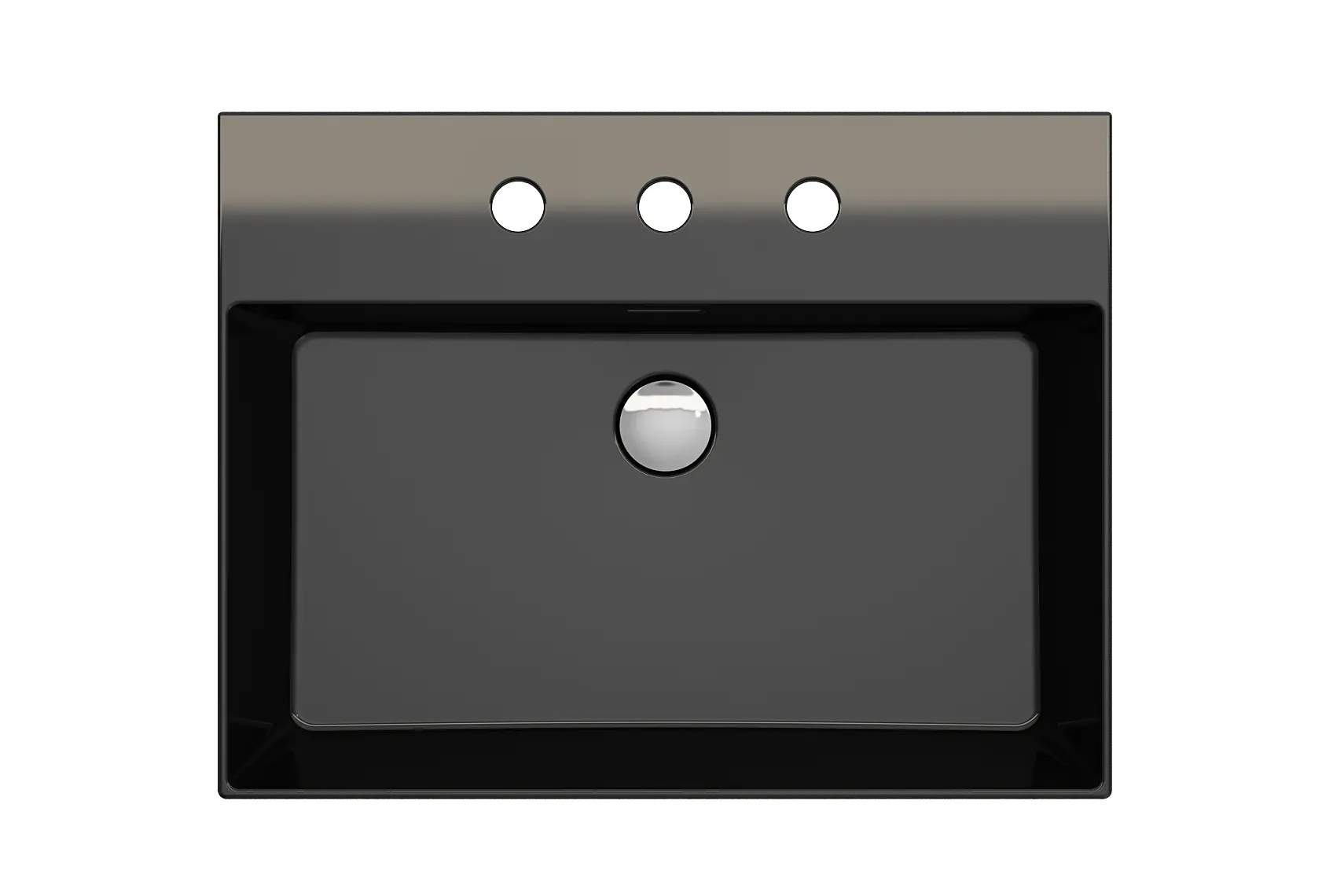 BOCCHI Milano 24" Rectangle Wallmount Fireclay Bathroom Sink, Black, 3 Faucet Hole, 1376-005-0127