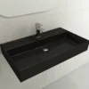 BOCCHI Milano 32" Rectangle Wallmount Fireclay Bathroom Sink, Matte Black, Single Faucet Hole, 1377-004-0126