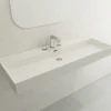 BOCCHI Milano 48" Rectangle Wallmount Fireclay Bathroom Sink, White, 3 Faucet Hole, 1394-001-0127