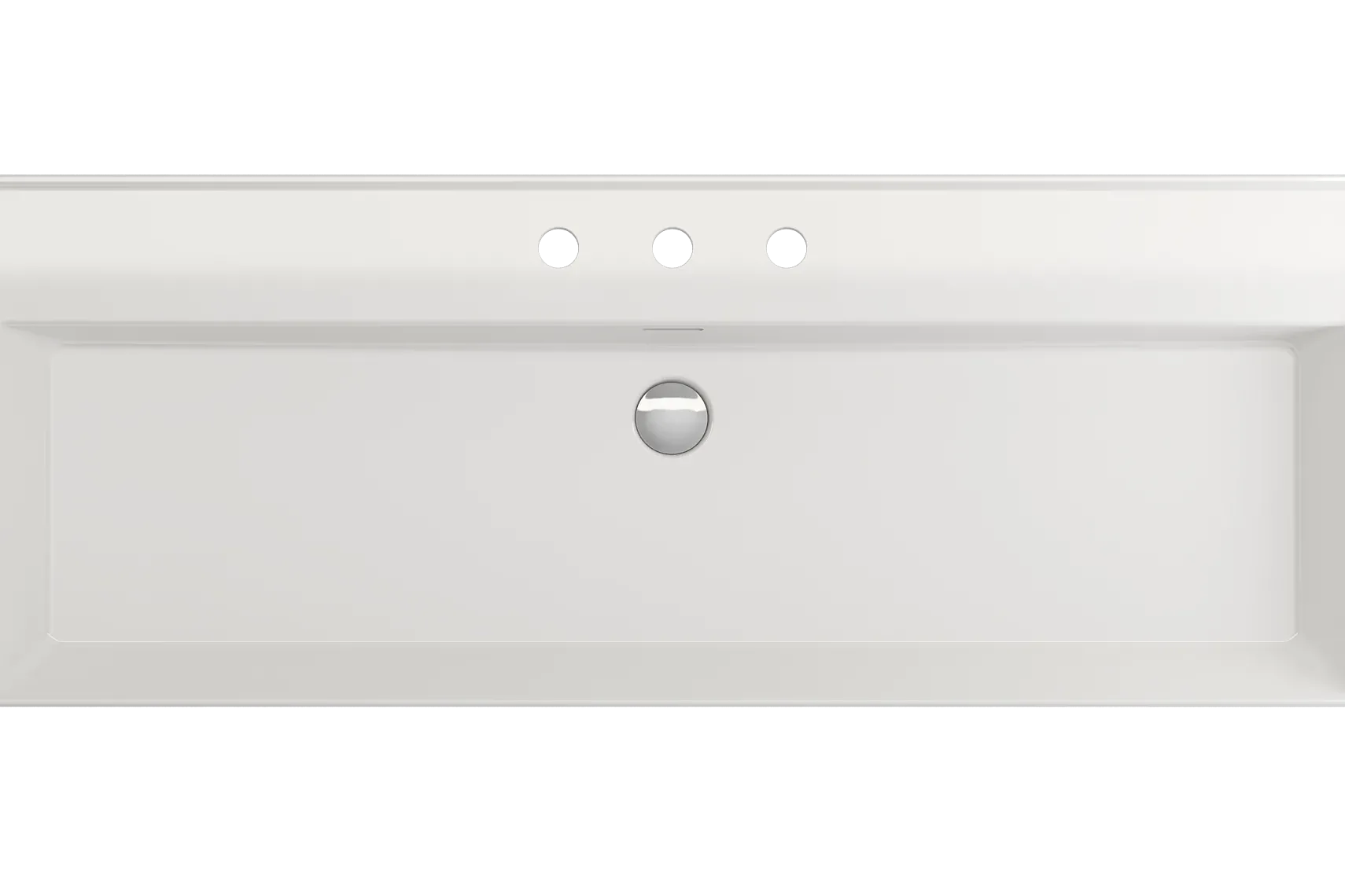 BOCCHI Milano 48" Rectangle Wallmount Fireclay Bathroom Sink, White, 3 Faucet Hole, 1394-001-0127