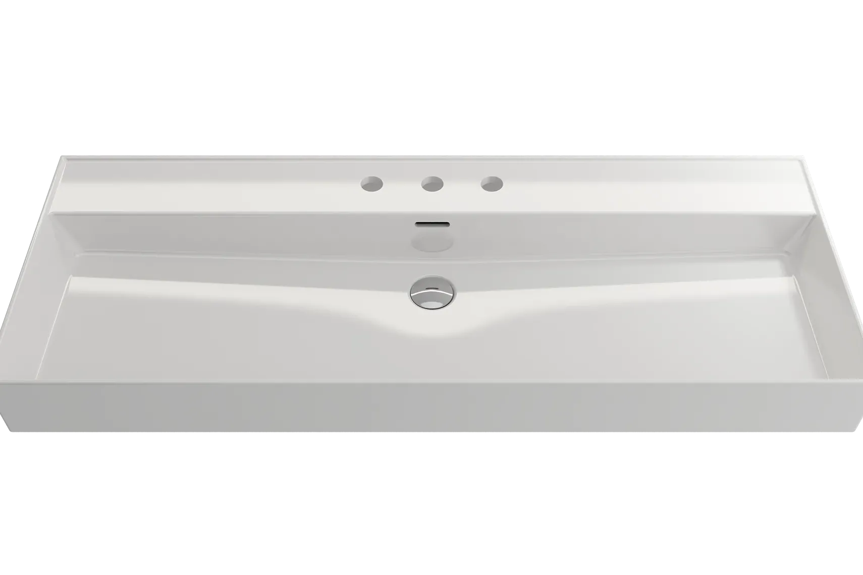 BOCCHI Milano 48" Rectangle Wallmount Fireclay Bathroom Sink, White, 3 Faucet Hole, 1394-001-0127