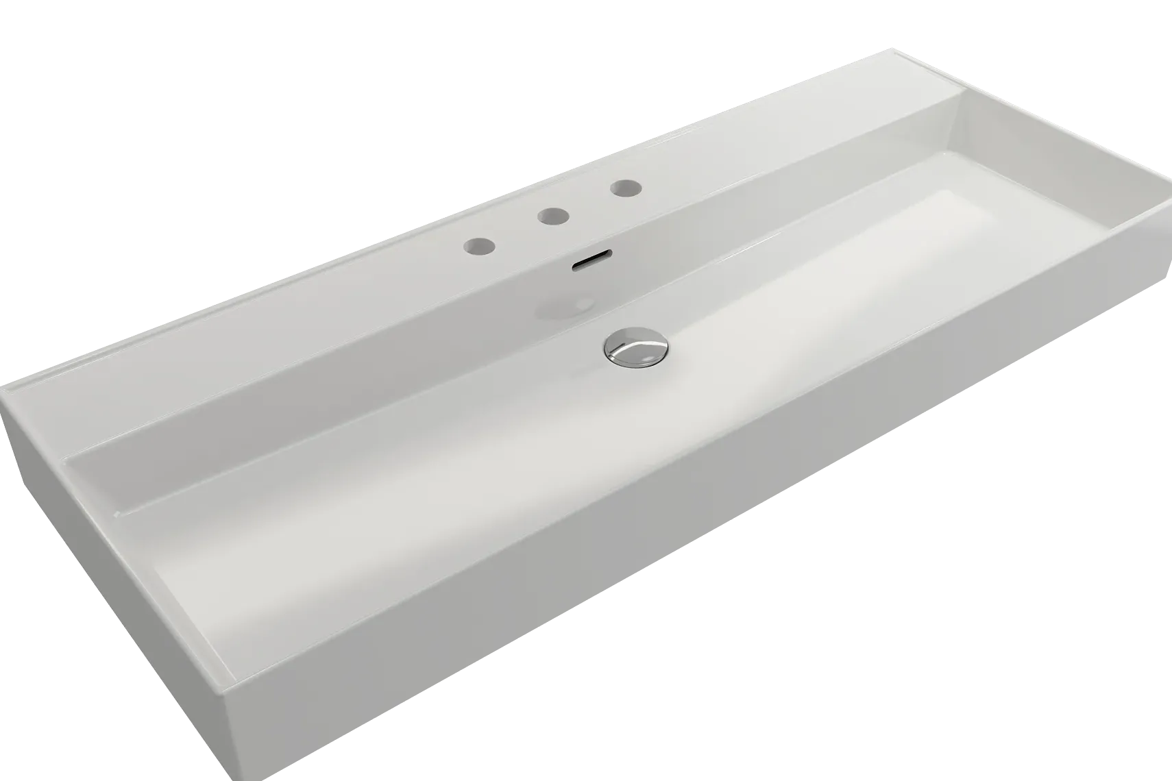 BOCCHI Milano 48" Rectangle Wallmount Fireclay Bathroom Sink, White, 3 Faucet Hole, 1394-001-0127