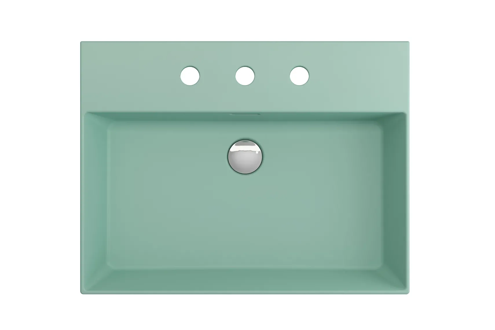 BOCCHI Milano 24" Rectangle Wallmount Fireclay Bathroom Sink, Matte Mint Green, 3 Faucet Hole, 1376-033-0127