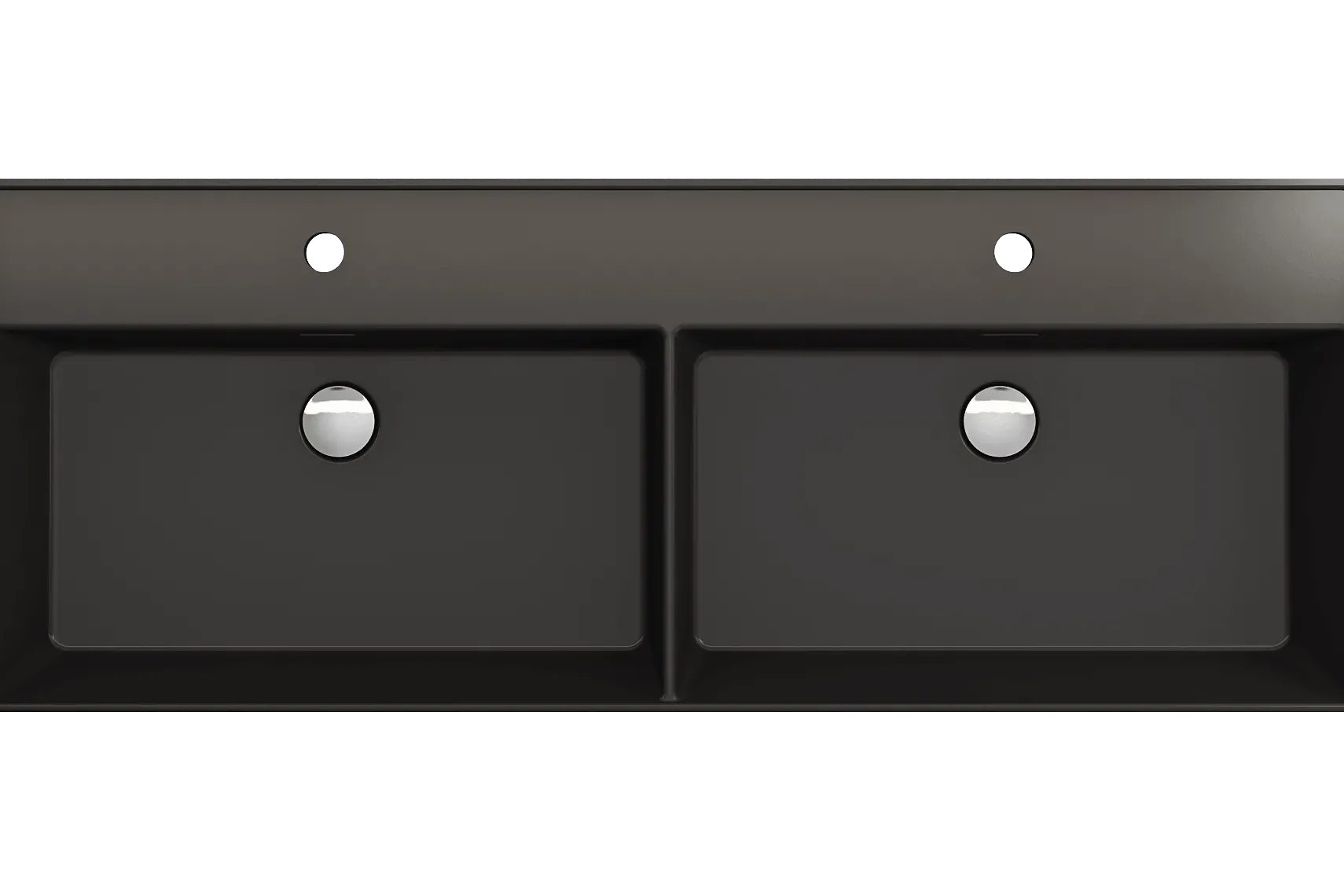 BOCCHI Milano 48" Rectangle Wallmount Fireclay Bathroom Sink, Double Basin, Matte Black, Single Faucet Hole, 1393-004-0132
