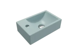 BOCCHI Milano 15" Small Rectangle Wallmount Fireclay Bathroom Sink, Matte Ice Blue, Single Faucet Hole, 1418-029-0126