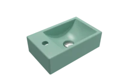 BOCCHI Milano 15" Small Rectangle Wallmount Fireclay Bathroom Sink, Matte Mint Green, Single Faucet Hole, 1418-033-0126