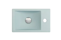 BOCCHI Milano Small 15" Rectangle Wallmount Fireclay Bathroom Sink, Matte Ice Blue, Single Faucet Hole, 1419-029-0126