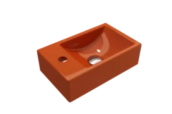 BOCCHI Milano Small 15" Rectangle Wallmount Fireclay Bathroom Sink, Orange, Single Faucet Hole, 1418-012-0126