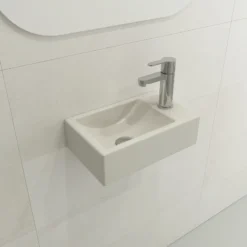 BOCCHI Milano Small 15" Rectangle Wallmount Fireclay Bathroom Sink, Biscuit, Single Faucet Hole, 1419-014-0126