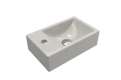 BOCCHI Milano Small 15" Rectangle Wallmount Fireclay Bathroom Sink, Biscuit, Single Faucet Hole, 1418-014-0126