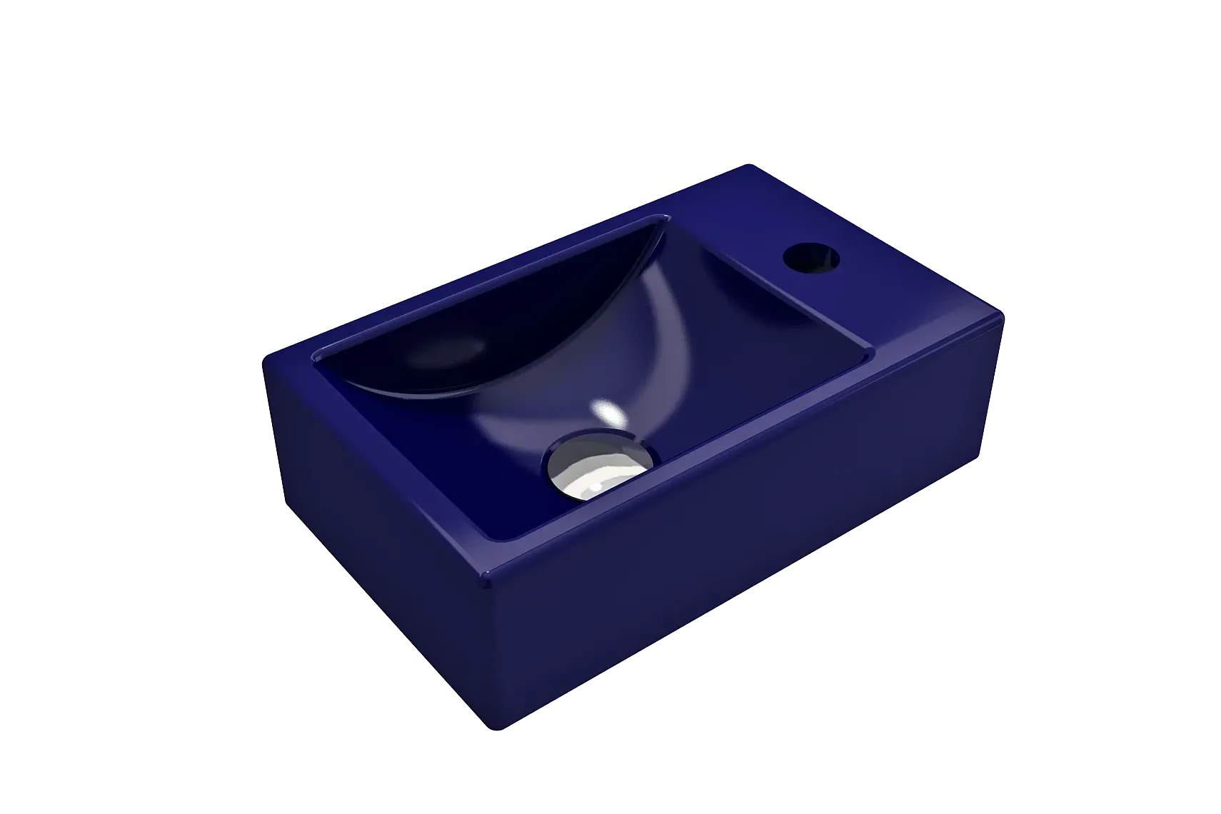 BOCCHI Milano Small 15" Rectangle Wallmount Fireclay Bathroom Sink, Sapphire Blue, Single Faucet Hole, 1419-010-0126