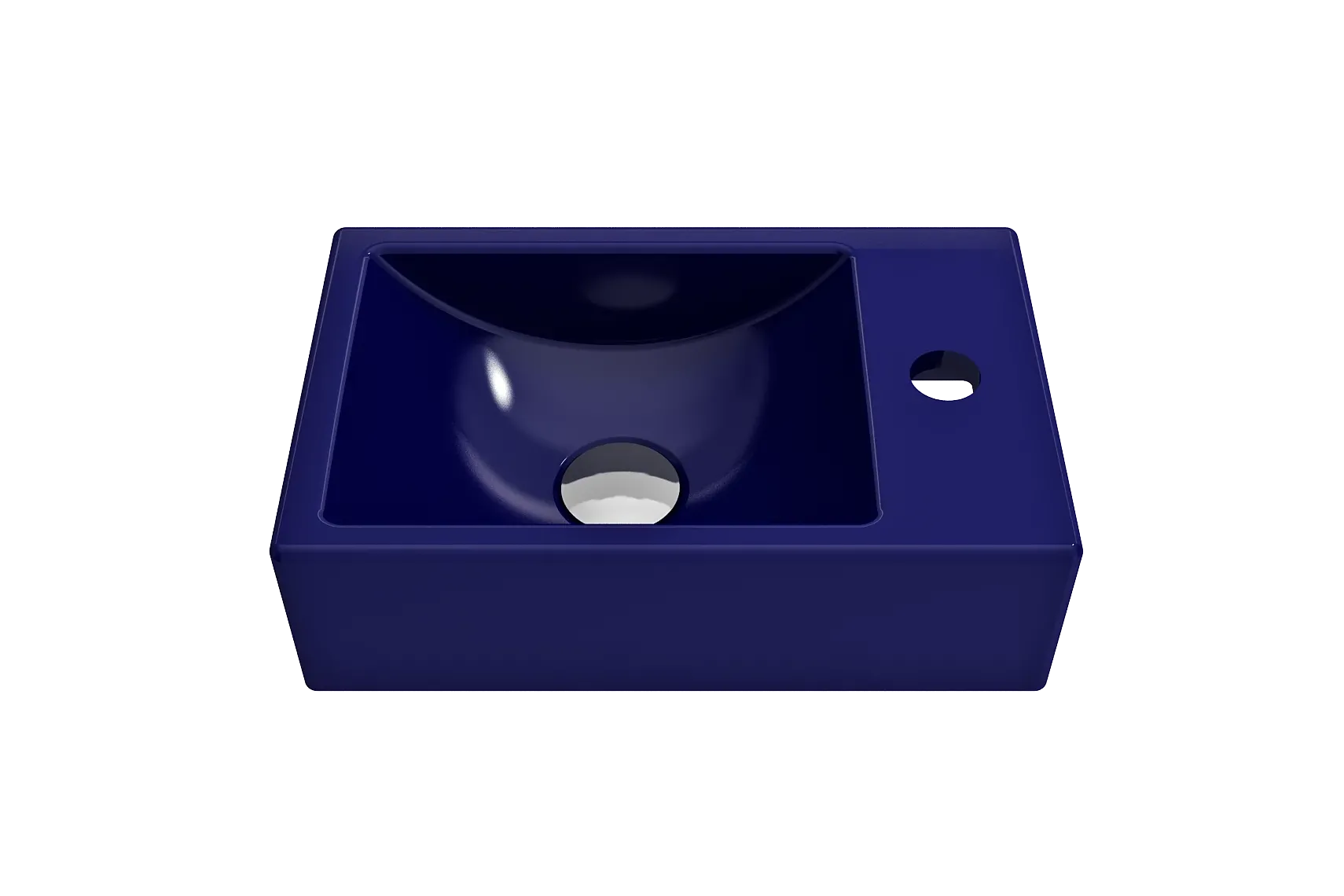 BOCCHI Milano Small 15" Rectangle Wallmount Fireclay Bathroom Sink, Sapphire Blue, Single Faucet Hole, 1419-010-0126