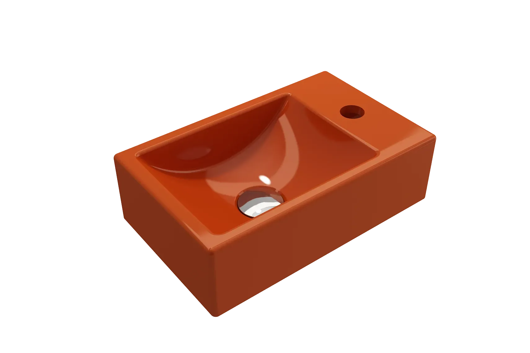 BOCCHI Milano Small 15" Rectangle Wallmount Fireclay Bathroom Sink, Orange, Single Faucet Hole, 1419-012-0126