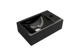 BOCCHI Milano Small 15" Rectangle Wallmount Fireclay Bathroom Sink, Black, Single Faucet Hole, 1419-005-0126